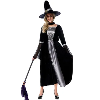 Карнавальное платье средневековой ведьмы, костюмы на Хэллоуин для женщин и взрослых, классическая колдунья, призрак вампира, представление, ролевая игра для вечеринки
