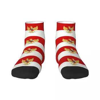 Носки с крутым принтом Флага Индонезии для мужчин и женщин, стрейчевые носки с национальным гербом, осень-зима, носки для экипажа