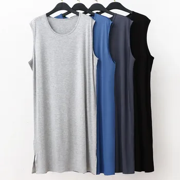 L-3XL Vestidos Mujer 2023 Плюс Размер Ночных Рубашек Для Женщин, Новая Модальная Ночная Рубашка Без Рукавов, Свободное Длинное Платье, Женская Пижама