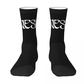 Чулки с логотипом M-Maneskin, Белые на черном, Дизайнерские носки Новизны, Осенние носки против пота, Унисекс, носки для скейтборда средней мягкости