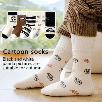 5 пар/лот, Детские носки из хлопка для мальчиков и девочек, Детские носки в милую мультяшную мягкую теплую полоску, Модные осенне-зимние детские спортивные носки