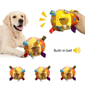 Плюшевые Игрушки-Мячики для Собак с Колокольчиками, Забавная Интерактивная Жевательная Игрушка для Маленьких и Больших Собак, Игрушки Для Домашних Животных