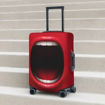 3d Чехол для чемодана с красными губами, Забавное выражение, Модный Круиз, перелет, Эластичные Принадлежности для багажа, Защита, Рождественский Подарок