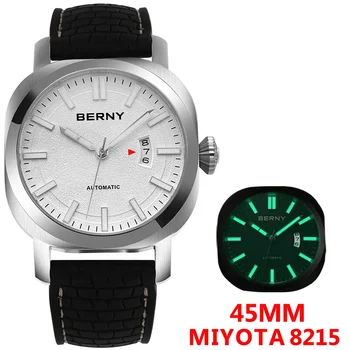 Мужские автоматические механические часы BERNY, сапфировые суперсветящиеся деловые Роскошные мужские наручные часы для дайвинга из нержавеющей стали