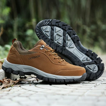 Классические Оригинальные мужские треккинговые ботинки размера Плюс 49, замшевые треккинговые кроссовки, спортивная обувь для активного отдыха, мужская нескользящая охотничья обувь