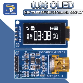 0,96-дюймовый OLED-дисплей 4PIN 64 × 128 ЖК-модуль SSD1107 LCD 0,96 