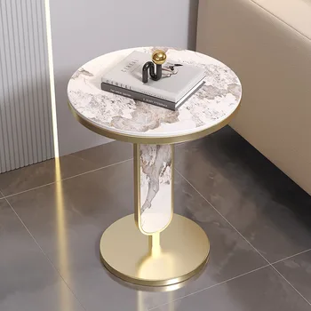 Дизайн Журнальный столик в скандинавском стиле для гостиной Металлический Круглый домашний Приставной столик Эстетичная Экономия пространства Украшение Tavolini Da Salotto