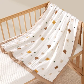 6-слойное детское полотенце для душа, Супермягкие впитывающие хлопчатобумажные марли для новорожденных, одеяло для душа для малышей, дышащие одеяла