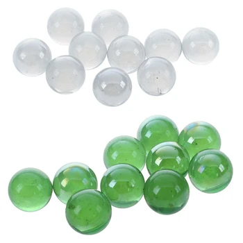 10 шт. стеклянные шарики 16 мм, стеклянные шарики для украшения, цветные самородки, игрушка Прозрачная и зеленая (2 комплекта)