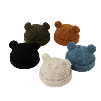 Шапочка-бини, детская шапочка с медвежьими ушками, зимняя шапка для детей 2-8 лет