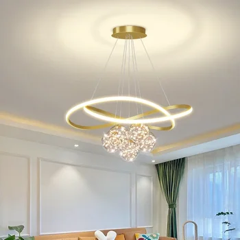 Современная простая люстра, светодиодный подвесной светильник для гостиной, спальни, столовой, кухни, внутреннего Золотого подвесного светильника, домашнего освещения