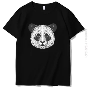 Винтажные футболки с изображением головы панды с ручным рисунком, мужская футболка с коротким рукавом, футболки, топы, летняя уличная одежда в стиле Харадзюку, мужская одежда
