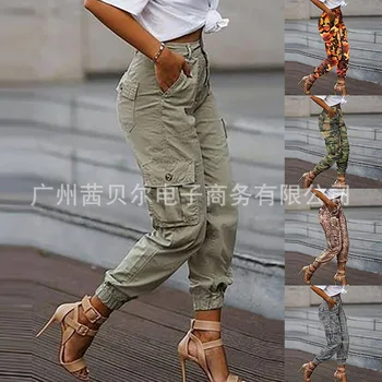 Брюки Женские, Новые модные свободные брюки с несколькими карманами, комбинезоны для маленьких ног, брюки женские
