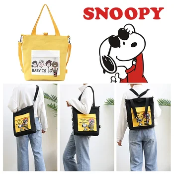 Snoopy Женская сумка-мессенджер, рюкзак, парусиновая мода, студенческая аниме-молодежная повседневная сумка, мультяшные милые дорожные сумки через плечо для девочек