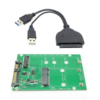 Конвертер Cablecc USB 3.0 в SATA 22pin 2,5-дюймовый жесткий диск для комбинированного 2-полосного M.2 NGFF и mSATA SSD-адаптера 2 в 1