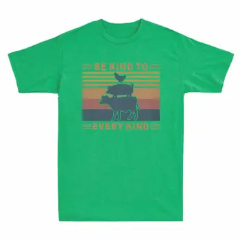 Animal Будьте добры ко всем любителям животных, Веганская винтажная мужская футболка сине-зеленая с длинными рукавами