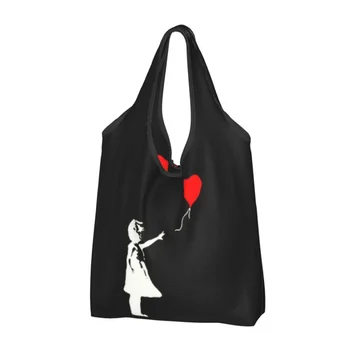 Девушка мода печать Бэнкси воздушный шар хозяйственная сумка портативный плечо шоппер Бэнкси мира сумочка