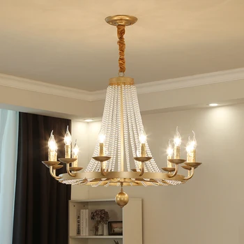 Винтажный подвесной светильник для гостиной в стиле Кантри, потолочные светильники American Candle, ретро хрустальная люстра, декор комнаты в лофте