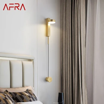 Настенный светильник AFRA Nordic из латуни, 3 цвета, Креативное простое Золотое прикроватное бра для дома, гостиной, спальни