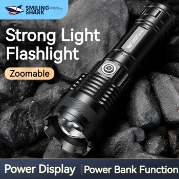 Фонарик Smiling Shark SD-5229, суперяркий светодиодный фонарик M60, масштабируемый перезаряжаемый, для экстренной зарядки мобильного телефона в походах