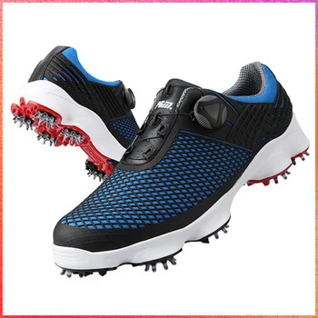Мужская обувь для гольфа PGM с длинными шипами, профессиональные нескользящие тренировочные кроссовки, удобная водонепроницаемая роскошная обувь для ходьбы