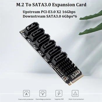2X PCIE-SATA 6Gpbsx6-портовая карта расширения + кабель SATA M.2 MKEY PCI-E Riser Card M.2 NVME-SATA3.0 Поддержка ASM1166 PM
