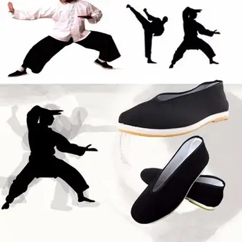 Качественная черная хлопчатобумажная обувь, мужская традиционная китайская хлопчатобумажная ткань для кунг-фу, боевое искусство Вин Чунь Тай-чи, повседневная обувь в Старом Пекине