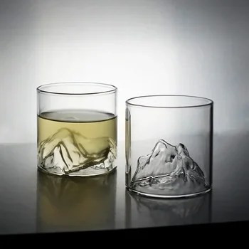Маленькая Прозрачная Стеклянная Кофейная Чашка Mountain Glass Виски Термостойкий Чайный Напиток Молоко Чашка Сока Стаканы Для Питья
