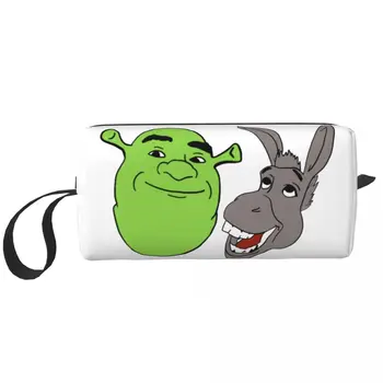 Дорожная Сумка Для Туалетных Принадлежностей Shreks And Donkey Head Kawaii Makeup Косметический Органайзер Женские Сумки Для Хранения Косметики Dopp Kit Case Box Подарки