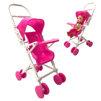 NK 1 шт. Аксессуары для кукол, Розовая Детская коляска, Детская коляска, тележка для детских игрушек, мини-мебель для куклы Барби