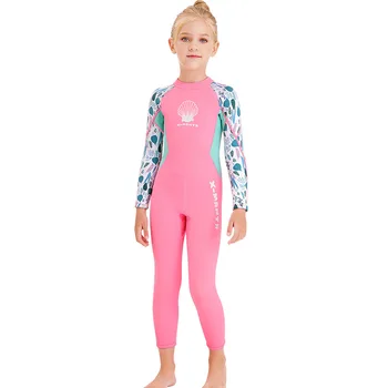 Купальный костюм для девочки, 2,5 мм, цельный защитный от сыпи, детский, с длинным рукавом, защищающий от холода, детский купальник для плавания с медузой для подводного плавания