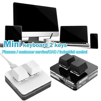 Мини-2 Ключа Копирования Вставки Макропрограммирования Пользовательская Клавиатура Красный Переключатель RGB USB Клавиатура Мини-Механическая Клавиатура Для Игр Черный /Белый