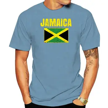 Печать флага Ямайки Винтажная подарочная футболка в стиле Ямайки для мужчин из 100% хлопка, мужские футболки, одежда для фитнеса