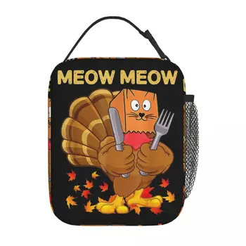 Изолированная сумка для ланча с поддельной кошкой из Индейки, Ретро Аксессуары для Дня Благодарения, Контейнер для ланча, Новый термоохладитель, коробка для бенто для школы