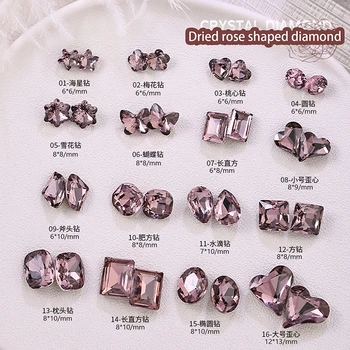 10ШТ Розовых Гипервспышек с Гальваническим покрытием и Кристаллами в форме кристаллов с бриллиантами для ногтей