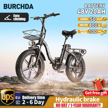 BURCHDAR8S Электрический Велосипед 20 * 4,0 дюймов Унисекс Складной 800WEbike Пляжный, Снежный Велосипед с Батареей 40AH Мощный электровелосипед 45 км/Ч