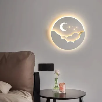 Светодиодная лампа Cloud Stars Moon для спальни, прикроватной тумбочки, детской комнаты, креативного ТВ-фона, настенного освещения для лестничного прохода в помещении