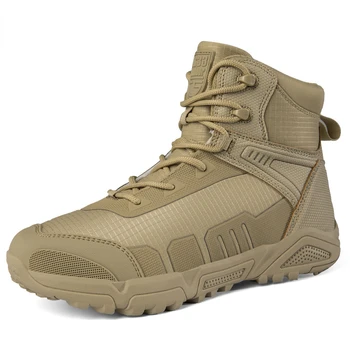 Коричневые военные ботинки для мужчин, походная обувь Army America, треккинговые боевые ботильоны, Тактическая рабочая защитная обувь большого размера