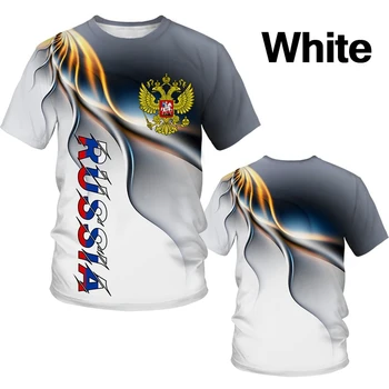 Лето 2023, Новая мода, уличный стиль, футболка с 3D изображением Орла, Российского флага, Мужская футболка с круглым вырезом, модный топ