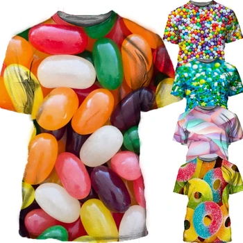 Летняя новинка 2023 года, модные мужские/женские топы унисекс с 3D принтом ярких конфет, футболка с коротким рукавом XXS-6XL