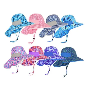 Летние Защитные детские кепки для шеи с принтом, Детская солнцезащитная шляпа, Анти-УФ, Дышащая шляпа-ведро, капот для мальчиков и девочек