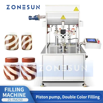 ZONESUN Машина для наполнения шоколада двойным вихрем, Ванильный крем, Арахисовое масло, паста для наполнения, Дозирующее упаковочное оборудование ZS-FM250