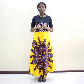 Модные Элегантные юбки в африканском стиле для женщин, Желтая Длинная юбка Дашики 2019