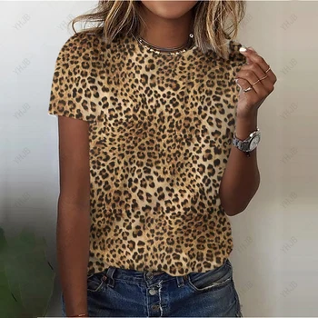 2023 Новая летняя мода, леопардовый принт, винтажная футболка с 3D-печатью, женская футболка Cool Girl, Топ, женская одежда