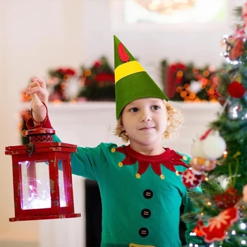 Озорной Рождественский головной убор с пером Идеально подойдет для праздников, Красочные наряды для косплея SantaHelpers N7YD