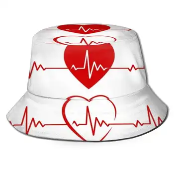 Кардиограмма Сердца Унисекс Рыбацкие Шляпы Кепка Кардиограмма Сердца Сердцебиение Пульс Экг Любовь Экг Здоровье Медицина Ритм Уход За Жизнью Красный