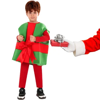 Рождественский костюм в подарочной коробке, Новинка, Милый косплей, праздничный наряд для мальчиков и девочек, Детская праздничная одежда для сцены, костюм для новогоднего шоу
