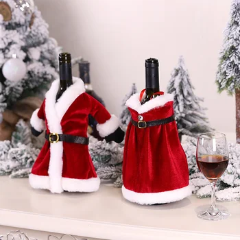 новогодняя креативная сумка для красного вина, Рождественский набор для красного вина, Рождественское платье, юбка, Украшение для бутылок вина, Рождественские крышки для бутылок вина