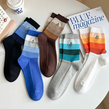 Мужские носки, подходящие по цвету хлопчатобумажные носки для отдыха, чулки средней длины для мужчин, вентилирующие, впитывающие пот, сетчатые спортивные чулки