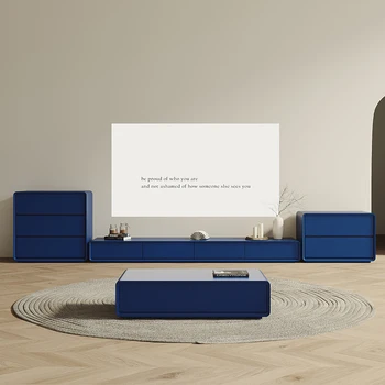 Синий Инновационный Выдвижной Ящик Подставка Для Телевизора Простые Украшения Современный Этаж Для Хранения Вещей Большой Стол Для Телевизора Минималистичная Мебель Muebles Для спальни